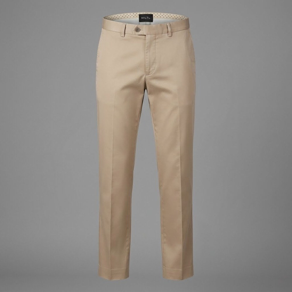 Hiltl Cesano Mens Chino Pants Size 38 Beige Tan Khaki Flat Front Cotton Trousers